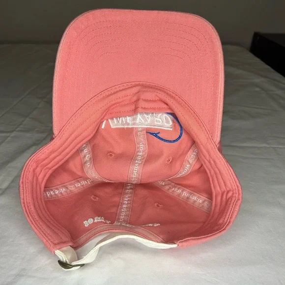 Vineyard Vines Coral Cap with Blue Logo. SKU B9 - Picture 6 of 7
